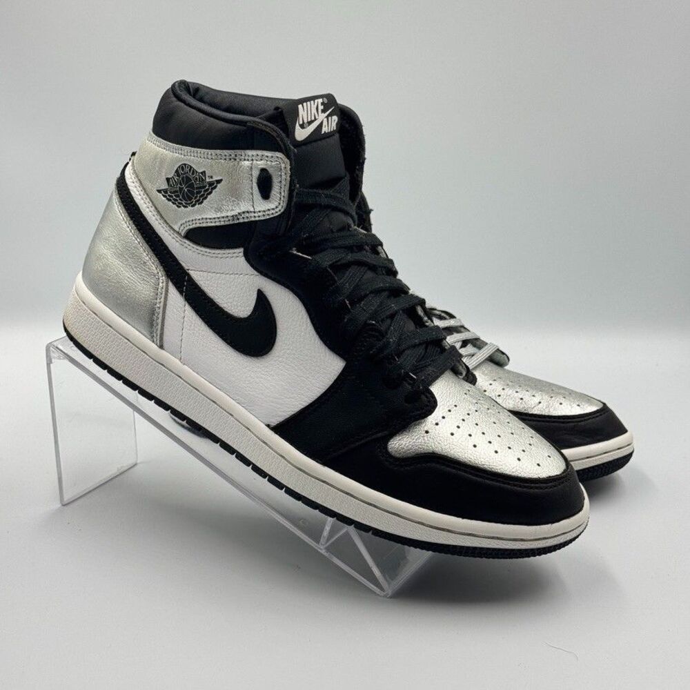 Nike Air Jordan 1 High Silver Toe CD0461-001 Black White Metallic Women’s 9